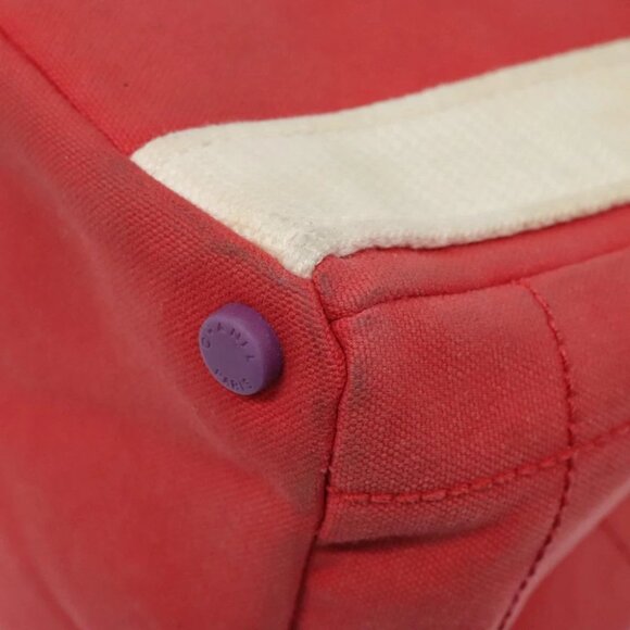 CHANEL Choco Bar Tote Bag Canvas Red Gold CC Auth bs18523 - Picture 10 of 14